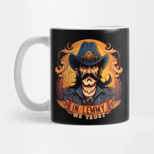 "In Lemmy We Trust" - Cartoon Design Featuring Lemmy Kilmister Mug